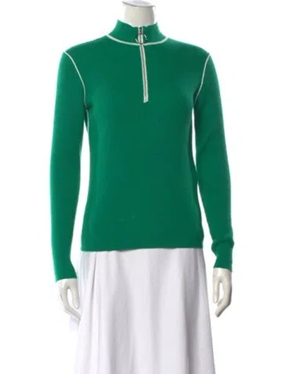 Pre-owned Maje Mock Neck Sweater In Green