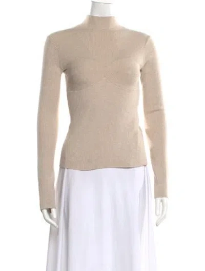 Pre-owned Maje Mock Neck Sweater In Neutral