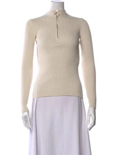 Pre-owned Maje Mock Neck Sweater In Neutral