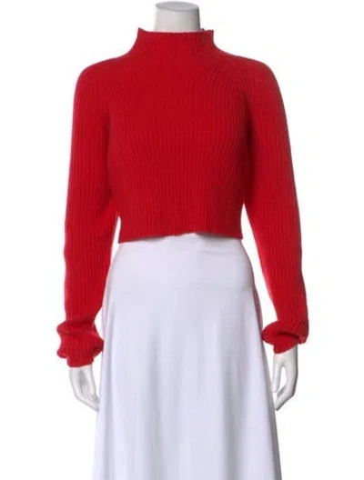 Pre-owned Maje Mock Neck Sweater In Red