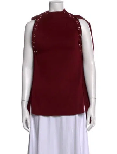 Pre-owned Maje Mock Neck Sweater In Red