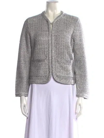 Pre-owned Maje Mock Neck Sweater In Silver