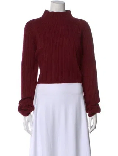 Pre-owned Maje Mock Neck Sweater W/ Tags In Burgundy
