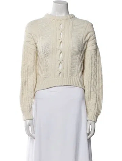 Pre-owned Maje Mock Neck Sweater In White