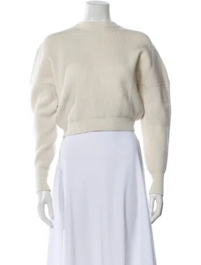 Pre-owned Maje Mock Neck Sweater In White