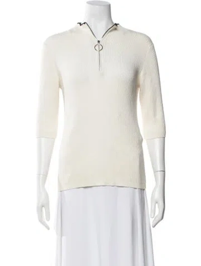 Pre-owned Maje Mock Neck Sweater In White