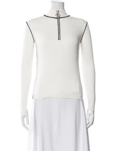 Pre-owned Maje Mock Neck Sweater In White