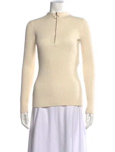 Pre-owned Maje Mock Neck Sweater In White