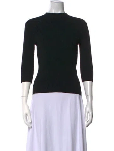 Pre-owned Maje Mock Neck Three-quarter Sleeve Top In Black