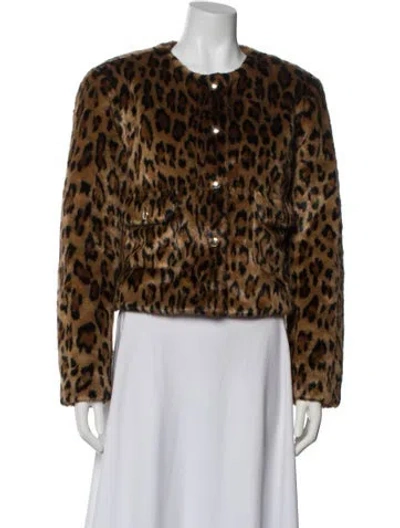 Pre-owned Maje Mohair Animal Print Faux Fur Jacket In Neutral