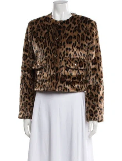 Pre-owned Maje Mohair Animal Print Faux Fur Jacket W/ Tags In Neutral