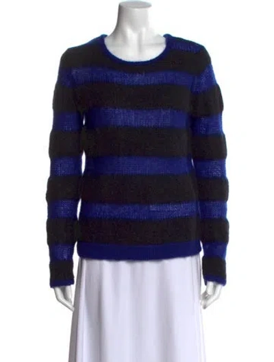 Pre-owned Maje Mohair Striped Sweater In Blue
