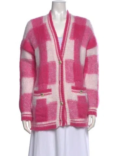 Pre-owned Maje Mohair Striped Sweater In Pink