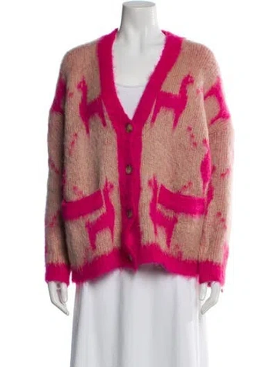 Pre-owned Maje Mohair Striped Sweater In Red