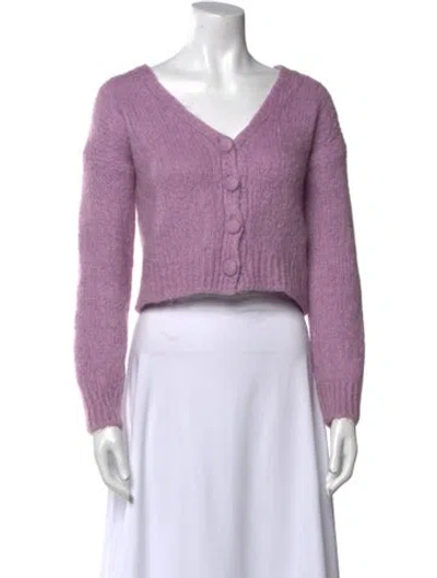 Pre-owned Maje Mohair V-neck Sweater In Purple
