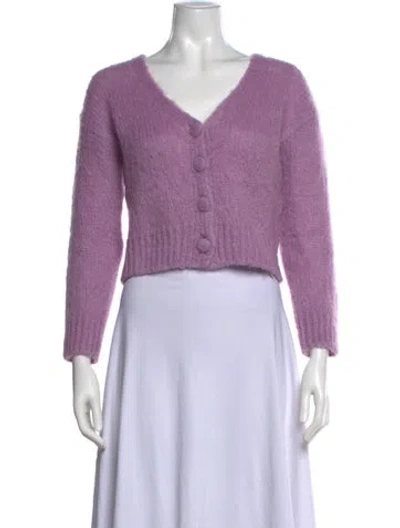 Pre-owned Maje Mohair V-neck Sweater In Purple