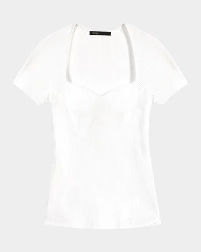Maje Moka Sweetheart Neck Sweater In White