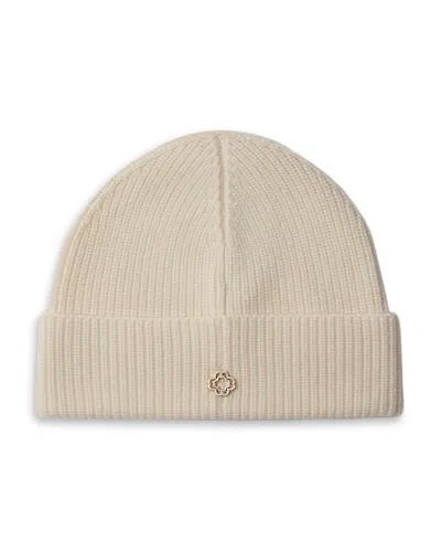 Maje Womens Blanc Clover-embellished Ribbed Wool And Cashmere-blend Hat In Ecru