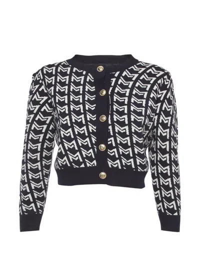 Pre-owned Maje Monogram-pattern Cardigan In Blue