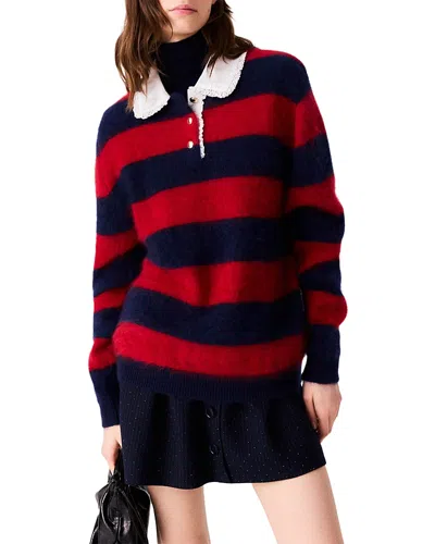 Maje Muffly Wool Blend Collared Sweater In Multi