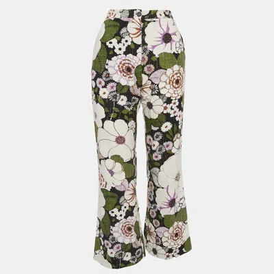 Pre-owned Maje Multicolor Floral Print Cotton Flared Trousers S