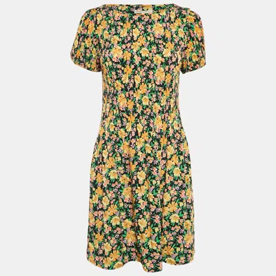 Pre-owned Maje Multicolor Floral Print Crepe Pleated Mini Dress L