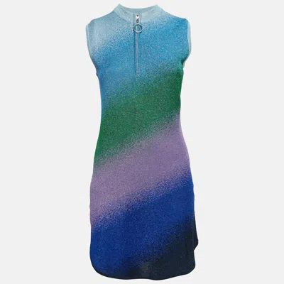 Maje Multicolor Lurex Knit Sleeveless Mini Dress In Brown