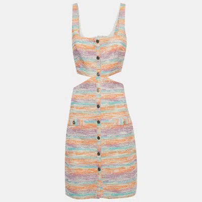 Maje Cutout Metallic Tweed Mini Dress In Orange