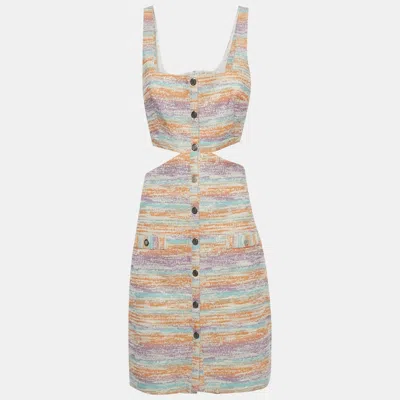 Pre-owned Maje Multicolor Lurex Tweed Cut Out Mini Dress L