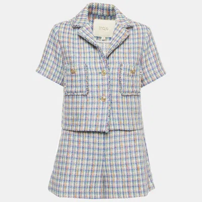 Pre-owned Maje Multicolor Metallic Tweed Jacket And Shorts Set S