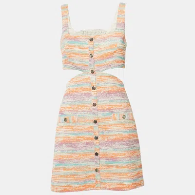 Pre-owned Maje Multicolor Tweed Cutout Detail Sleeveless Mini Dress Xs