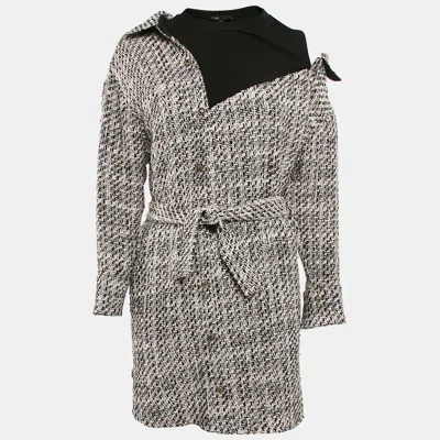 Pre-owned Maje Multicolor Tweed One-shoulder Belted Mini Dress S