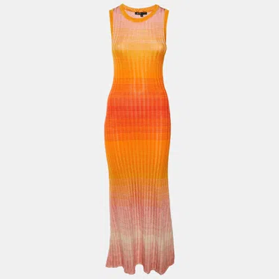 Pre-owned Maje Multicolour Ombre Rib Knit Tie-dye Maxi Dress Xs In Multicolor