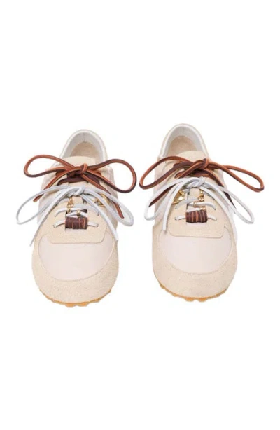 Maje Multi-lace Nylon Trainers In White
