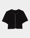Maje Cropped Cardigan In Black/ecru