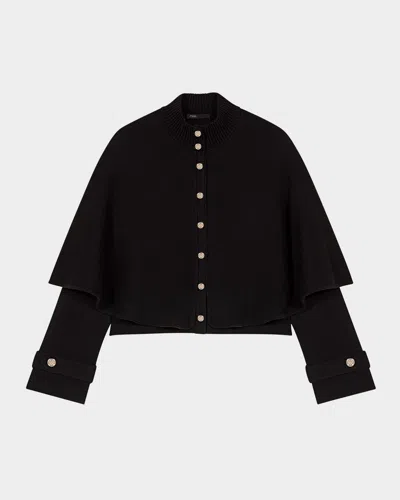 Maje Cape-design Cardigan In Noir