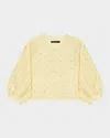 Maje Cropped Rhinestone Crochet Cardigan In Yellow