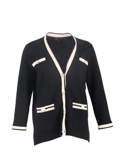 Pre-owned Maje Mysteron V-neck Cardigan In Black