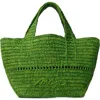Maje Natural Raffia Mini Shopping Bag In Green