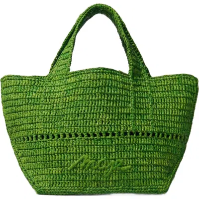 Maje Natural Raffia Mini Shopping Bag In Green