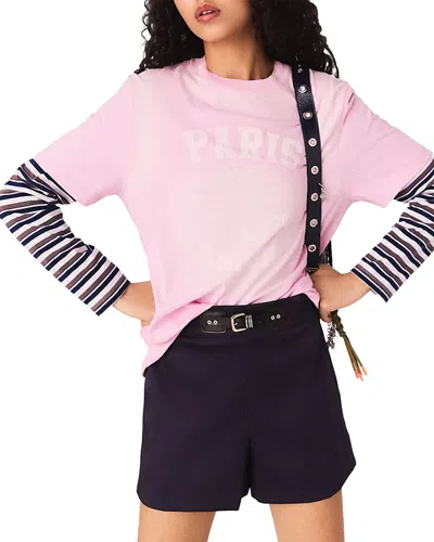 Maje Nautical Print Tee In Pink