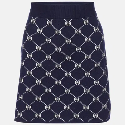 Pre-owned Maje Navy Blue Jacquard Knit Mini Skirt S