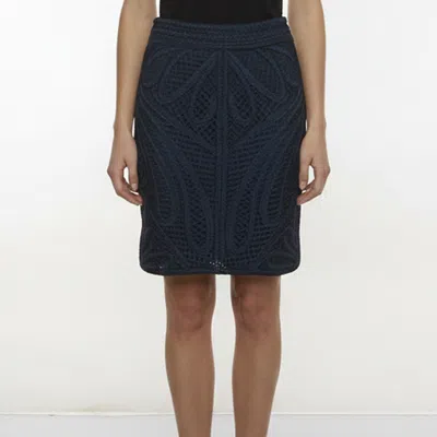 Pre-owned Maje Navy Blue Macramé Jazzman Mini Skirt M