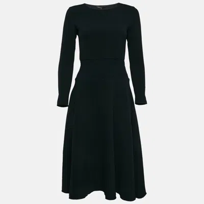 Pre-owned Maje Navy Blue Stretch Knit Shirring Waist Short Dress S