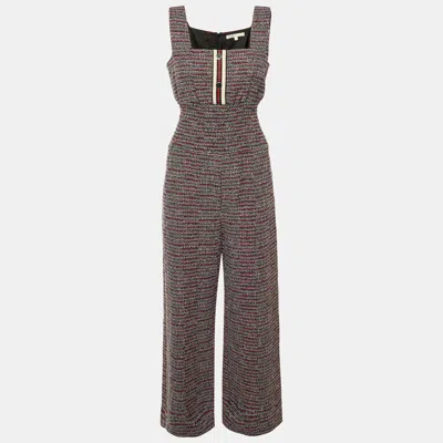 Pre-owned Maje Navy Blue Tweed Patelle Sleeveless Jumpsuit M
