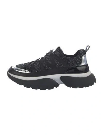 Pre-owned Maje Nylon Colorblock Pattern Sneakers In Black
