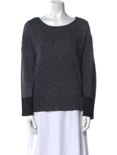 Pre-owned Maje Nylon Scoop Neck Sweater In Blue