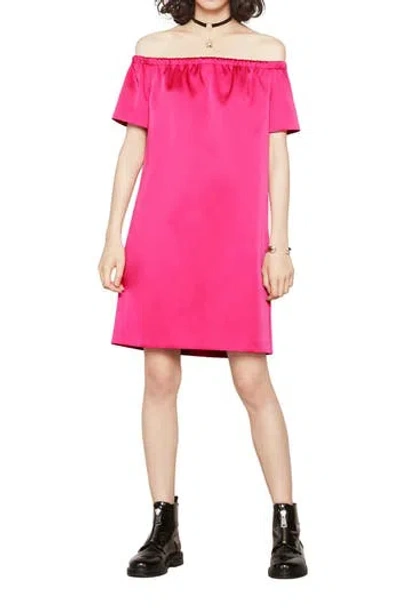 Maje Off The Shoulder Satin Dress In Pink
