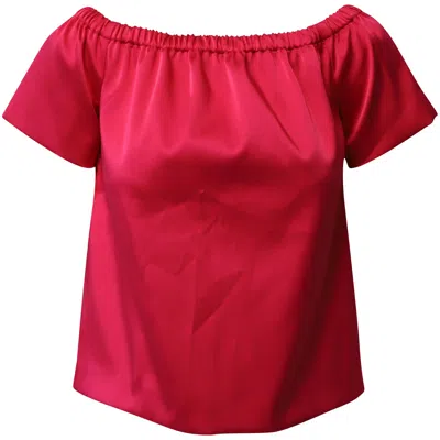 Maje Off-the-shoulders Blouse In Fuschia Silk Satin