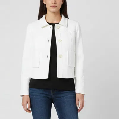Pre-owned Maje Off White Textured Cotton Cropped Vadim Jacket M